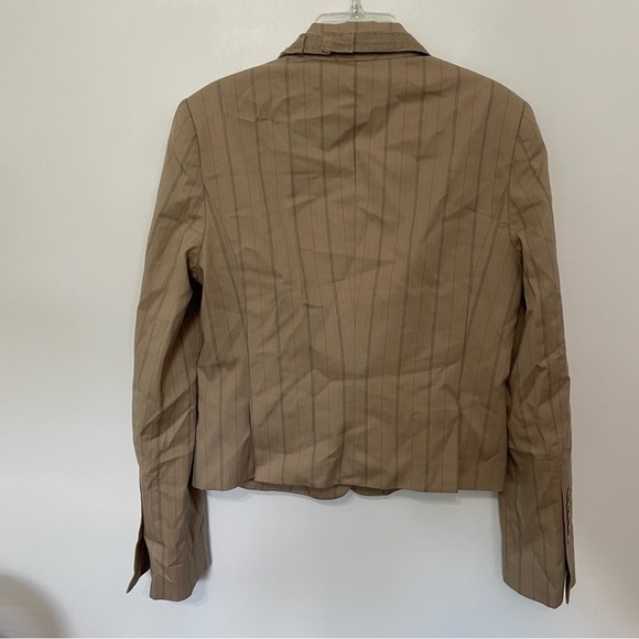 💫 Pinstripe Tailored Neutral Single Breasted Blazer Jacket - Picture 5 of 6